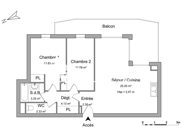 Appartement 3 pièces (59.98 m²) à louer - Thonon-les-bains (74200)