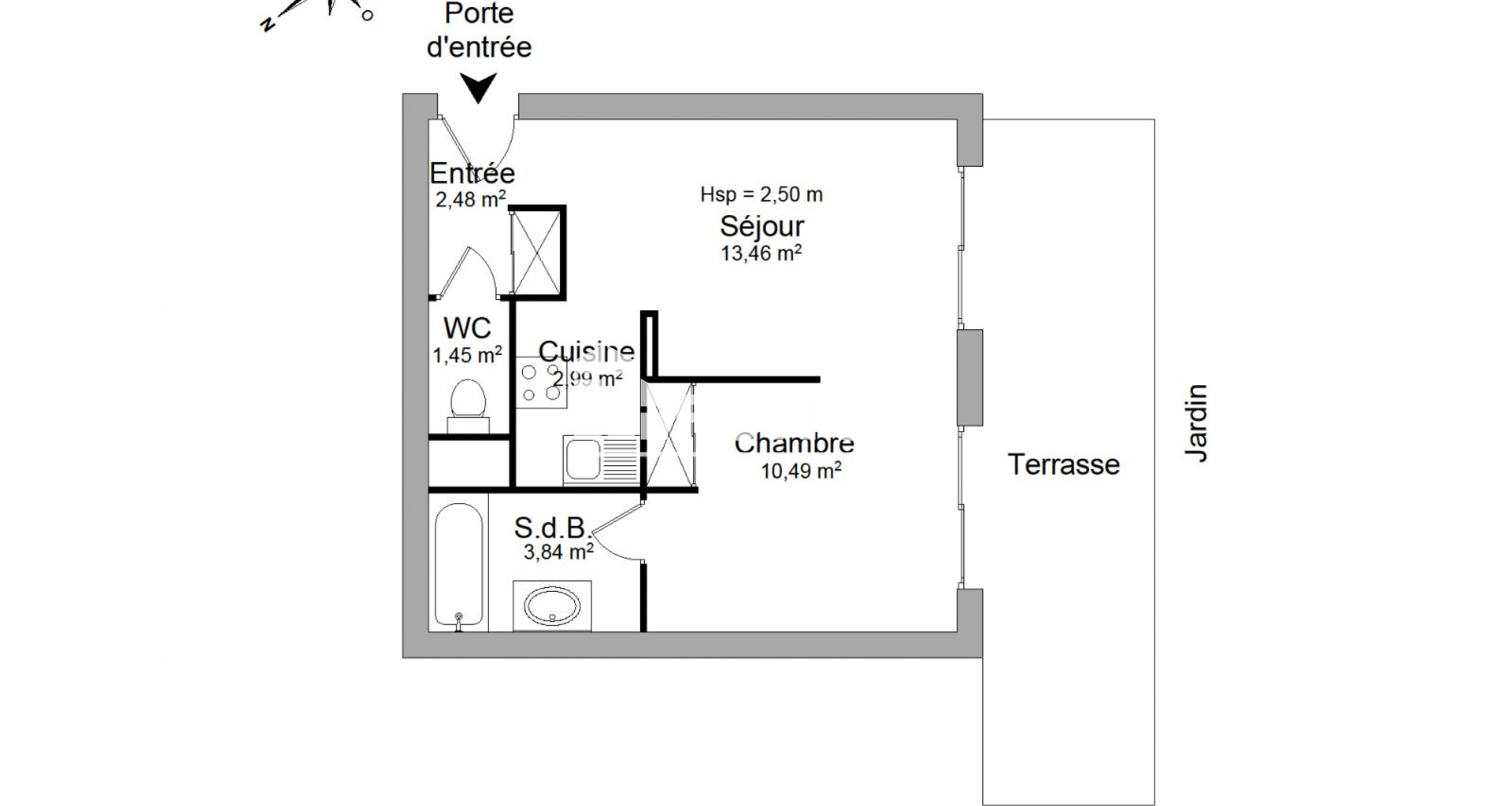 Appartement meublé 2 pièces (34.68 m²) à louer - Douvaine (74140)