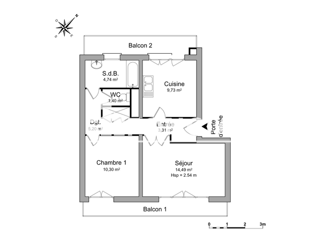 Appartement 2 pièces (49.17 m²) à louer - Luce (28110)