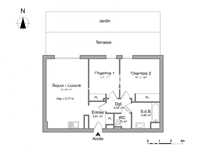 Appartement 3 pièces (55.59 m²) à louer - Evian Les Bains (74500)