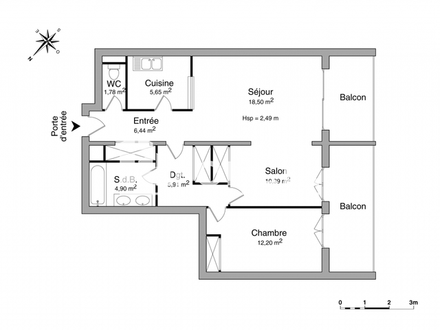 Appartement 3 pièces (65.77 m²) à louer - Ferney Voltaire (01210)