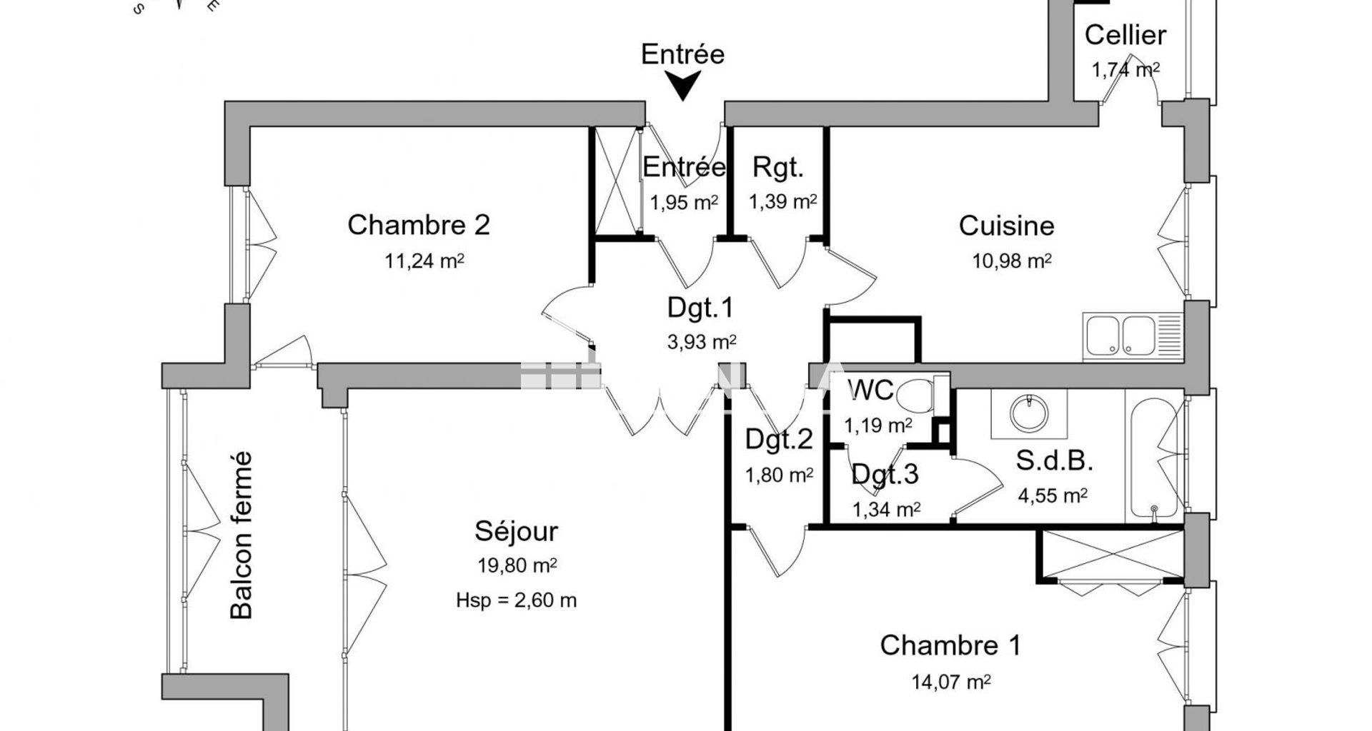 Appartement 3 pièces (73.98 m²) à louer - Guilherand-granges (07500)