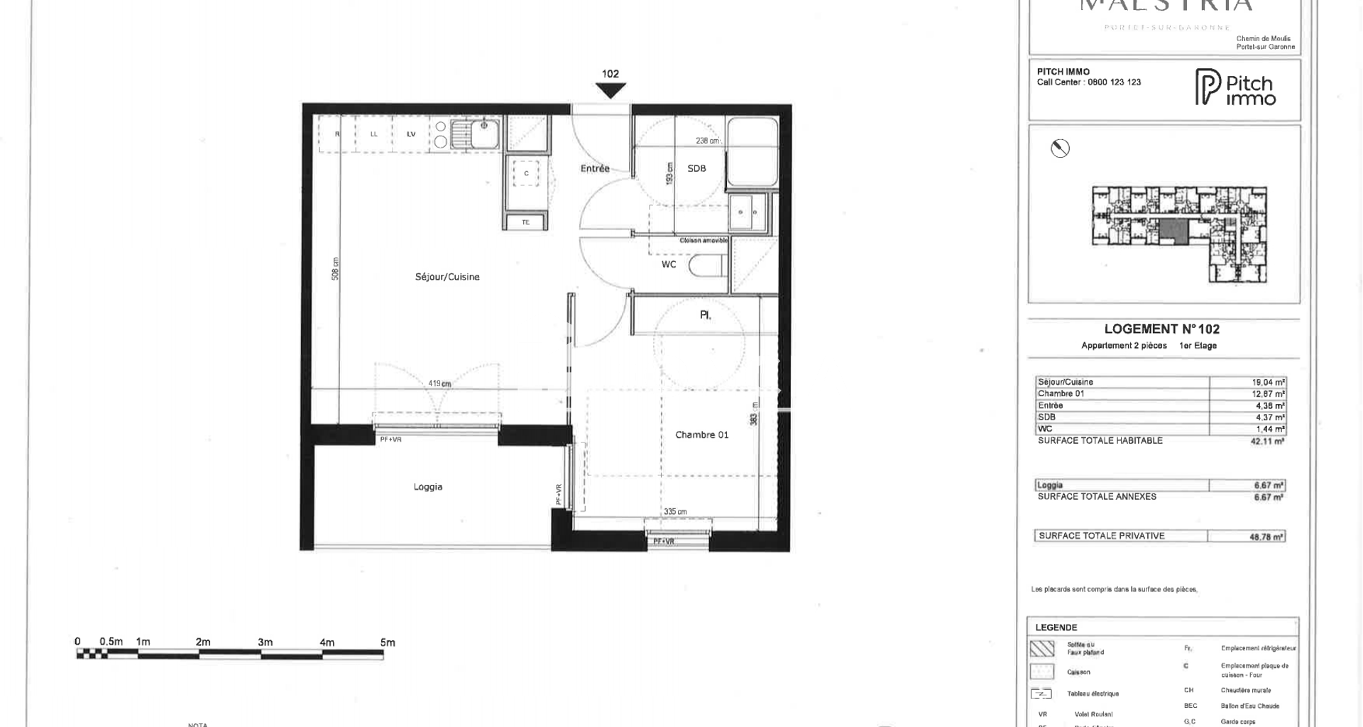 Appartement 2 pièces (42.11 m²) à louer - Portet-sur-garonne (31120)
