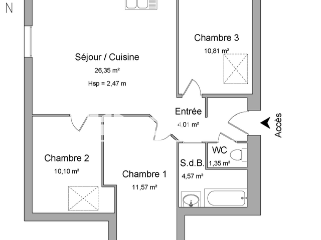 Appartement 4 pièces (68.77 m²) à louer - Mandeure (25350)