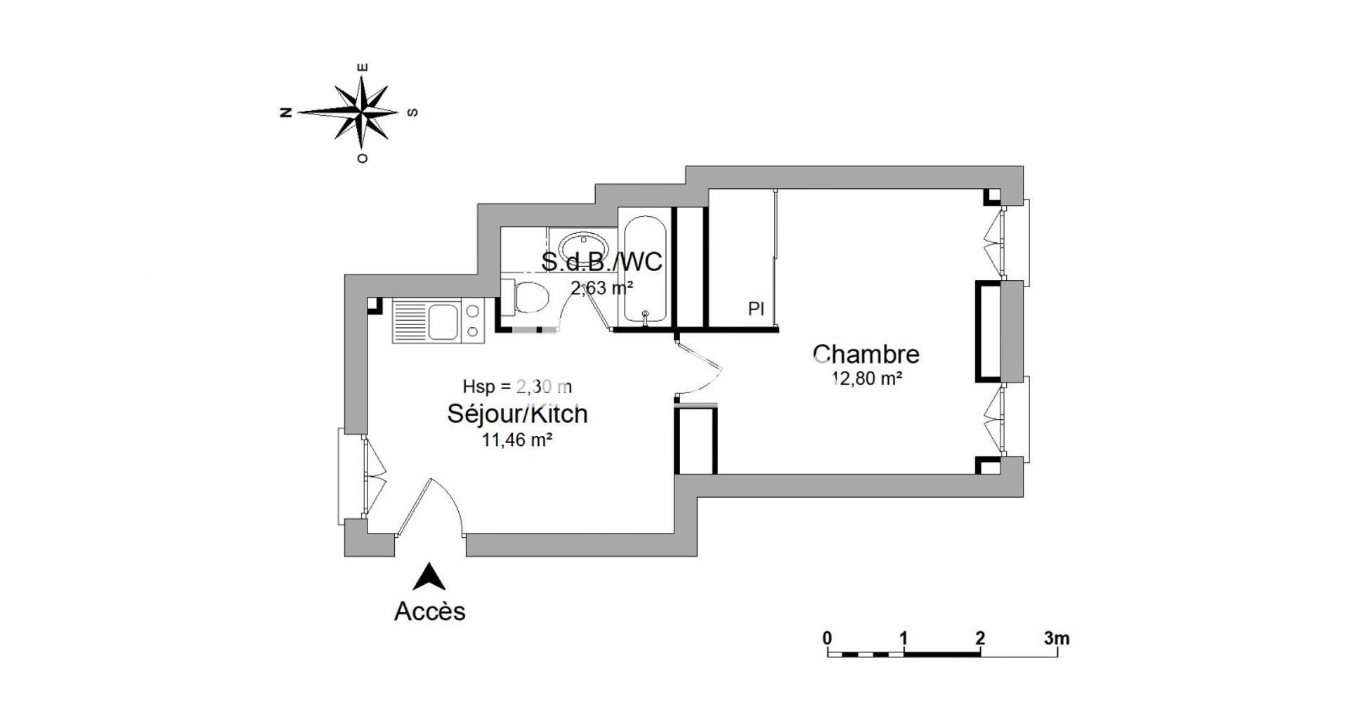 Appartement 2 pièces (26.89 m²) à louer - Saint-germain-en-laye (78100)