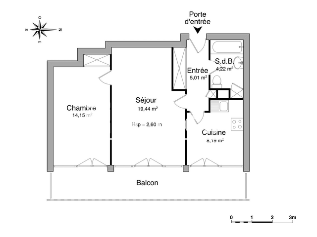 Appartement 2 pièces (51.01 m²) à louer - Limoges (87000)