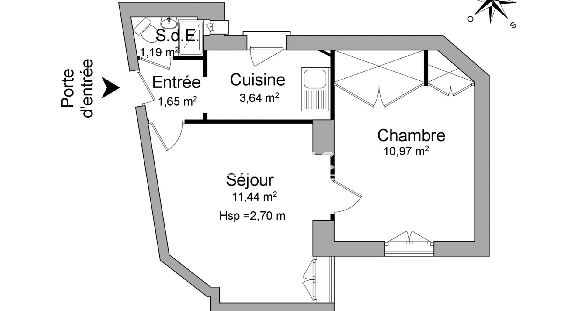 Appartement 2 pièces (28.89 m²) à louer - Paris 20ᵉ (75020)
