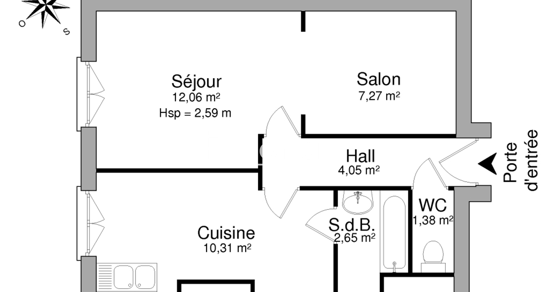 Studio (37.72 m²) à louer - Lyon 2ᵉ (69002)
