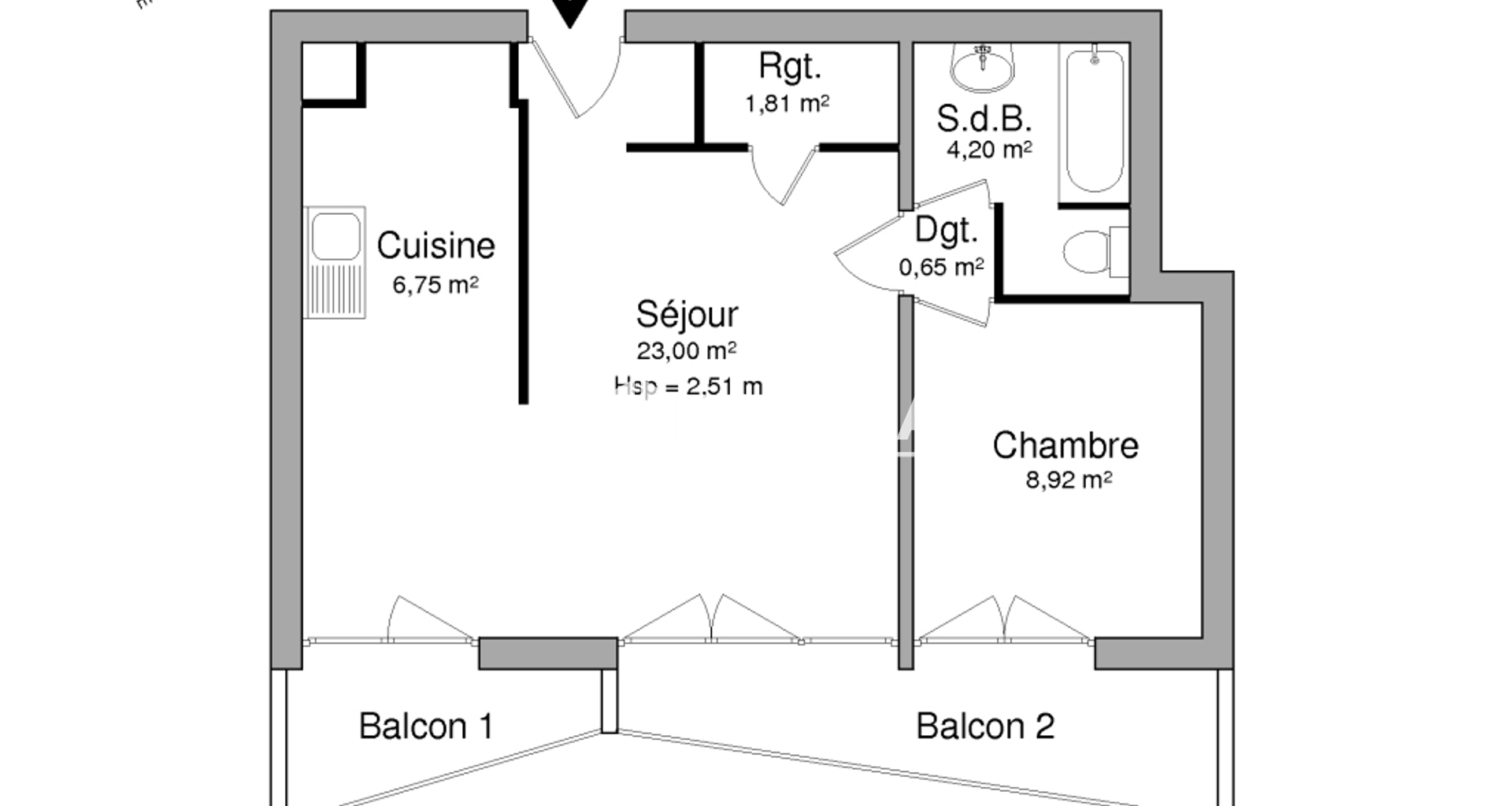 Appartement 2 pièces (45.18 m²) à louer - Plaisir (78370)