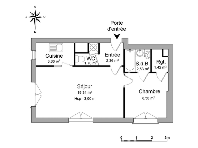Appartement 2 pièces (39.45 m²) à louer - La Rochelle (17000)