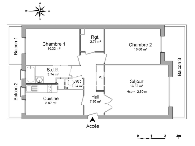 Appartement 3 pièces (61.81 m²) à louer - Sainte Foy Les Lyon (69110)