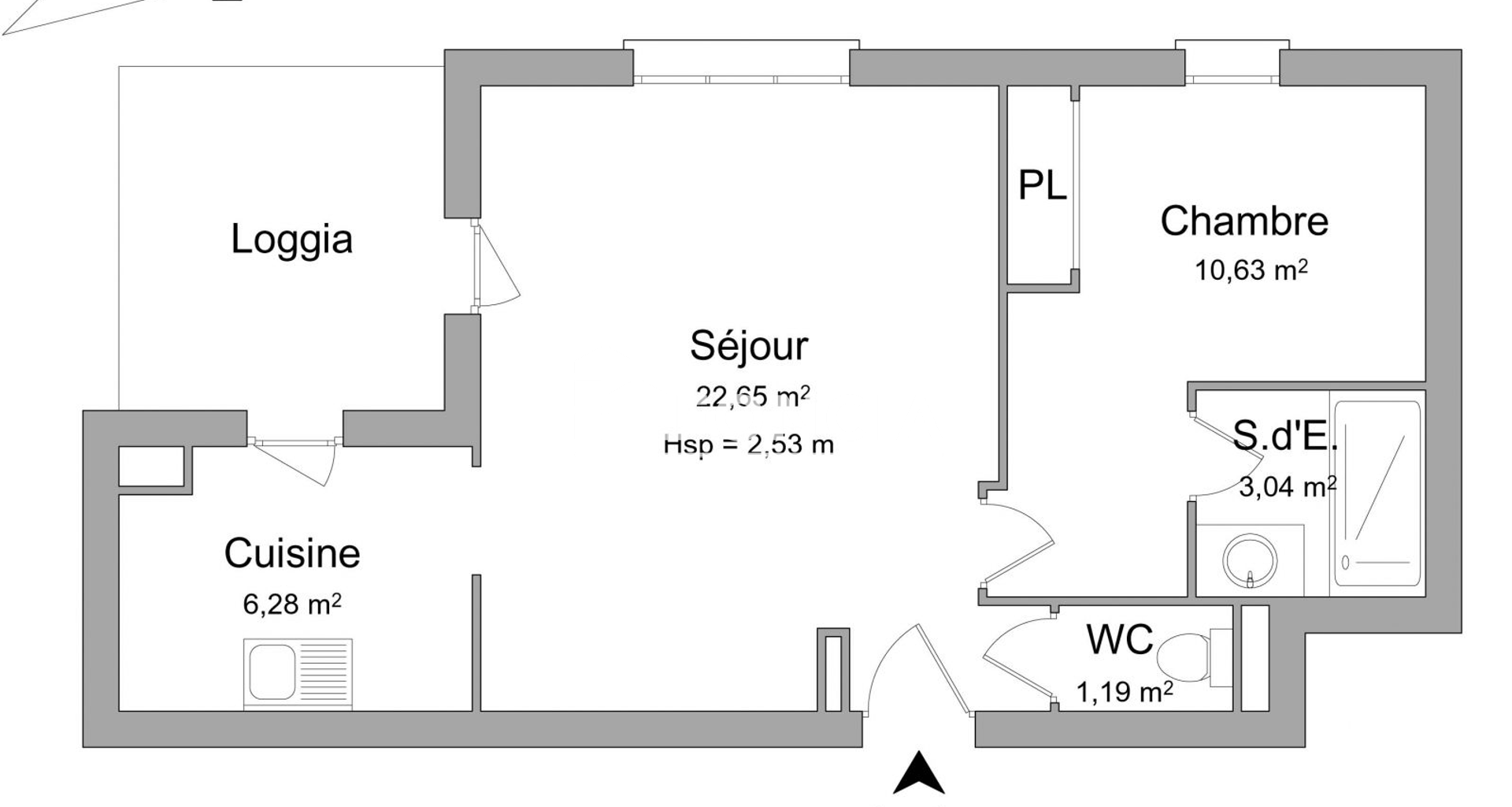 Appartement 2 pièces (43.79 m²) à louer - Guyancourt (78280)