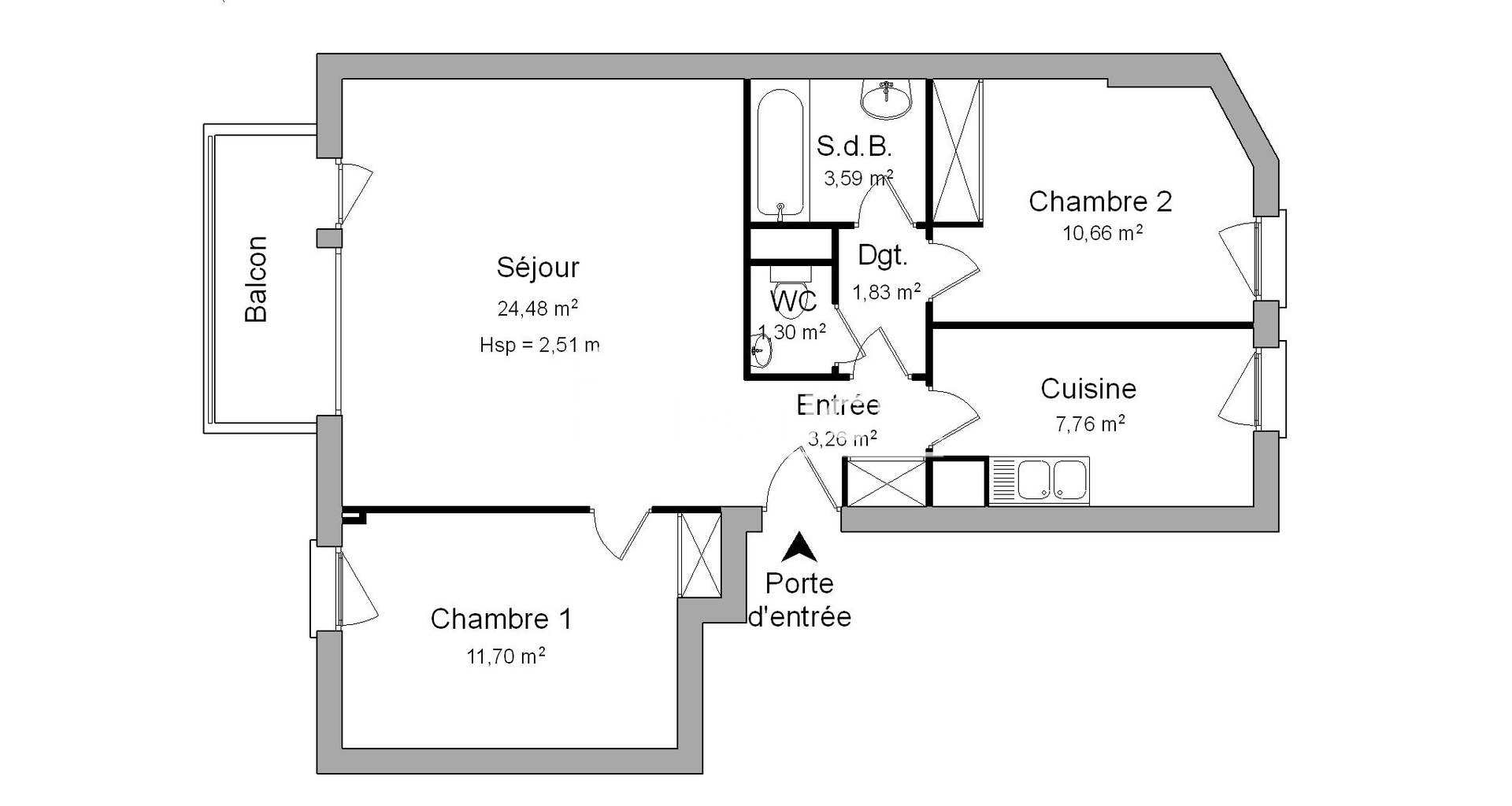 Appartement 3 pièces (64.58 m²) à louer - La Courneuve (93120)