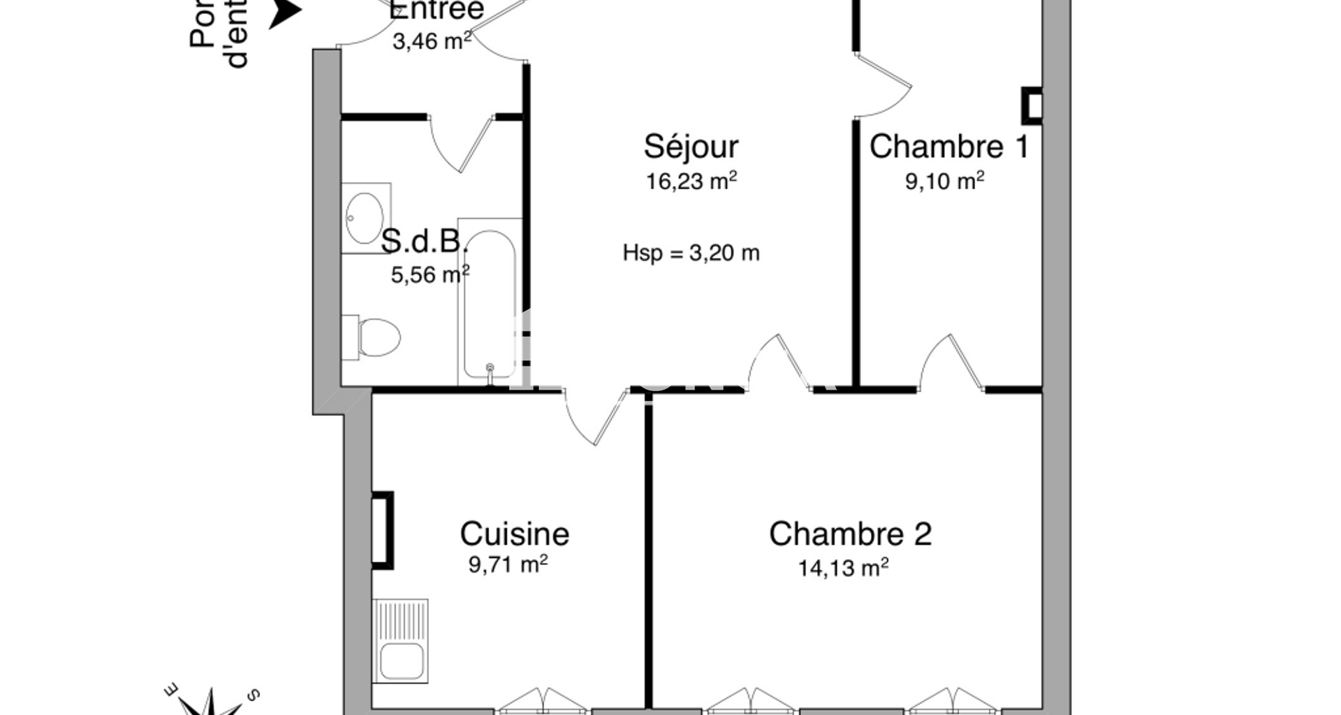 Appartement 3 pièces (58.19 m²) à louer - Lyon 4ᵉ (69004)