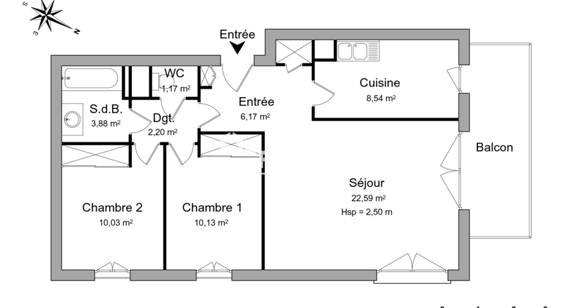 Appartement 3 pièces (64.71 m²) à louer - Lyon 7ᵉ (69007)
