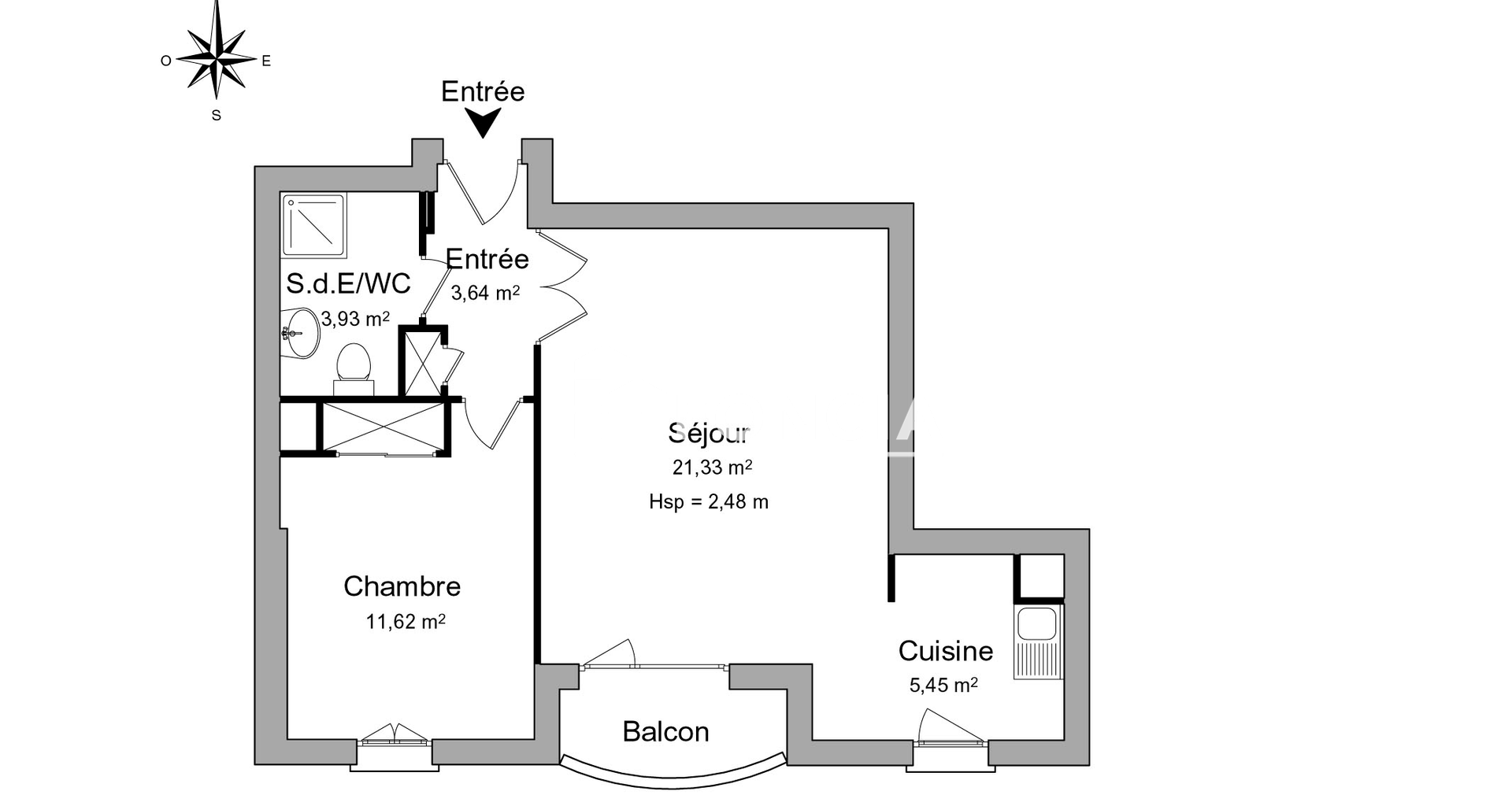 Appartement 2 pièces (45.97 m²) à louer - Tassin-la-demi-lune (69160)