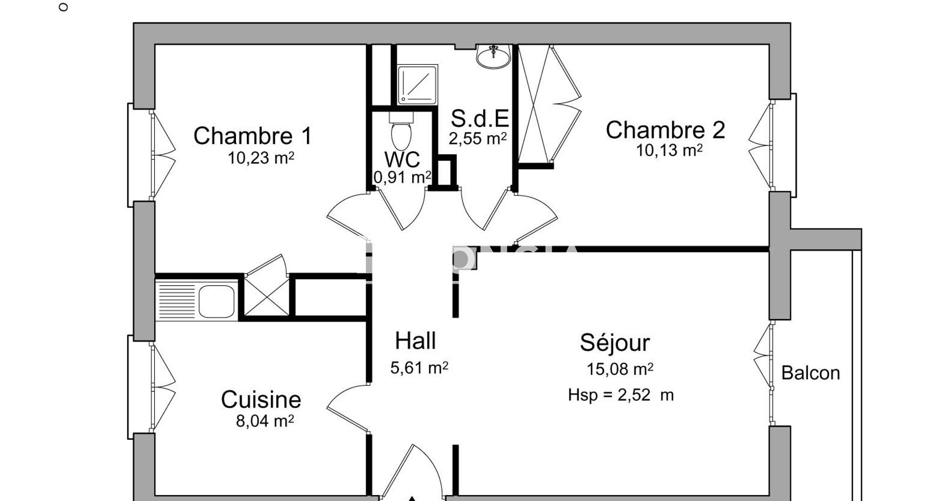 Appartement 3 pièces (52.55 m²) à louer - Francheville (69340)