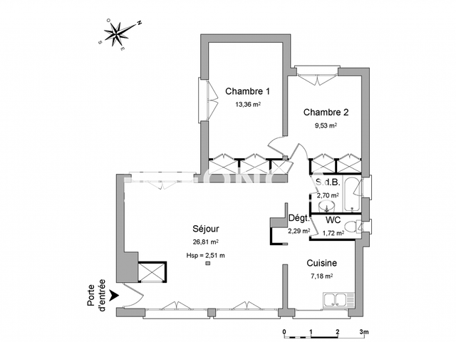 Appartement 3 pièces (63.59 m²) à louer - Rochefort (17300)