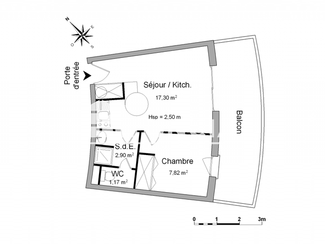 Appartement meublé 2 pièces (29.19 m²) à louer - La Rochelle (17000)