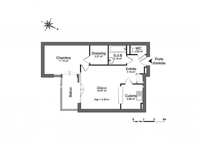Appartement 2 pièces (45.66 m²) à louer - Les Pavillons Sous Bois (93320)
