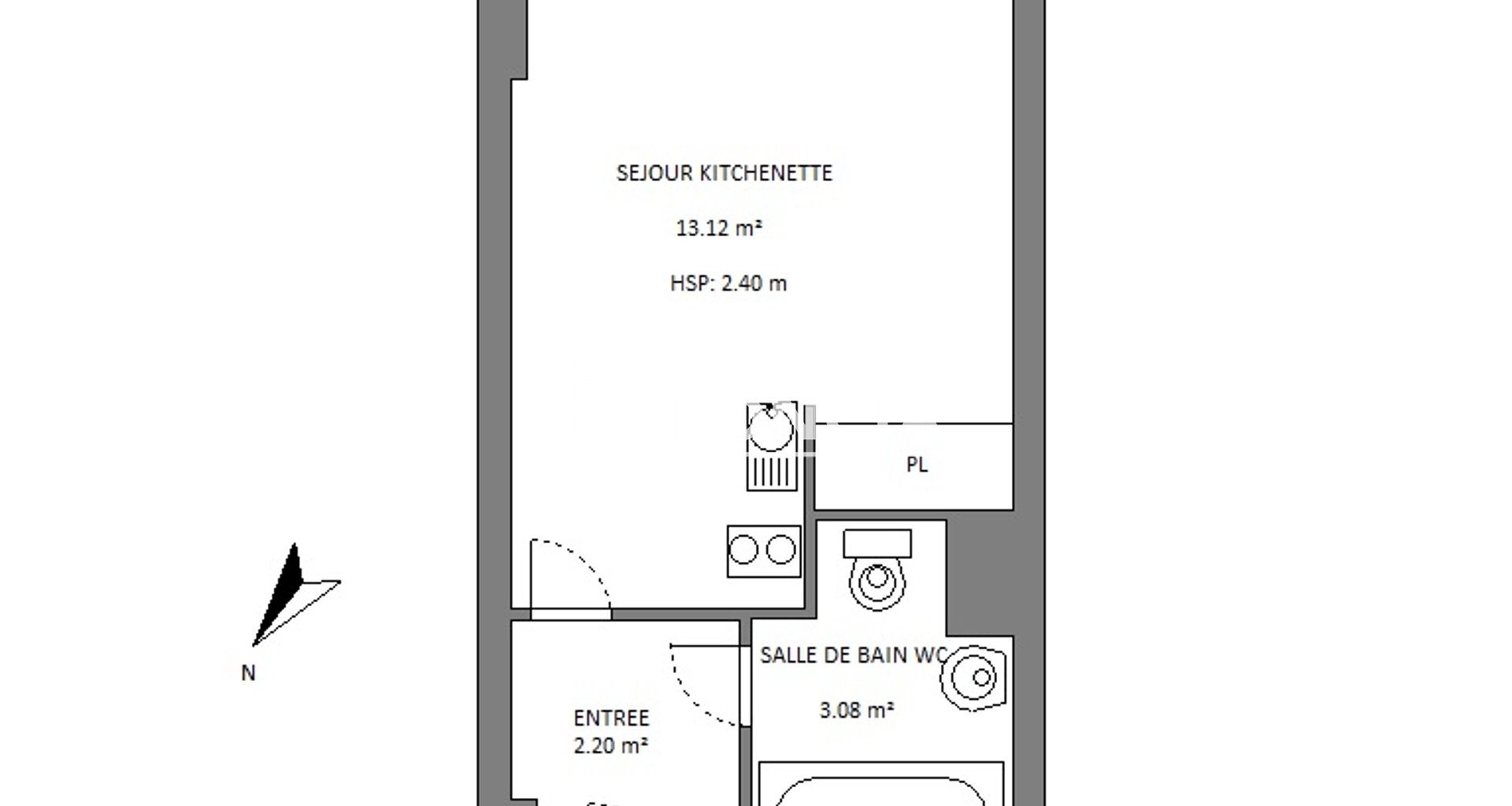 Studio meublé (18.4 m²) à louer - Villeurbanne (69100)