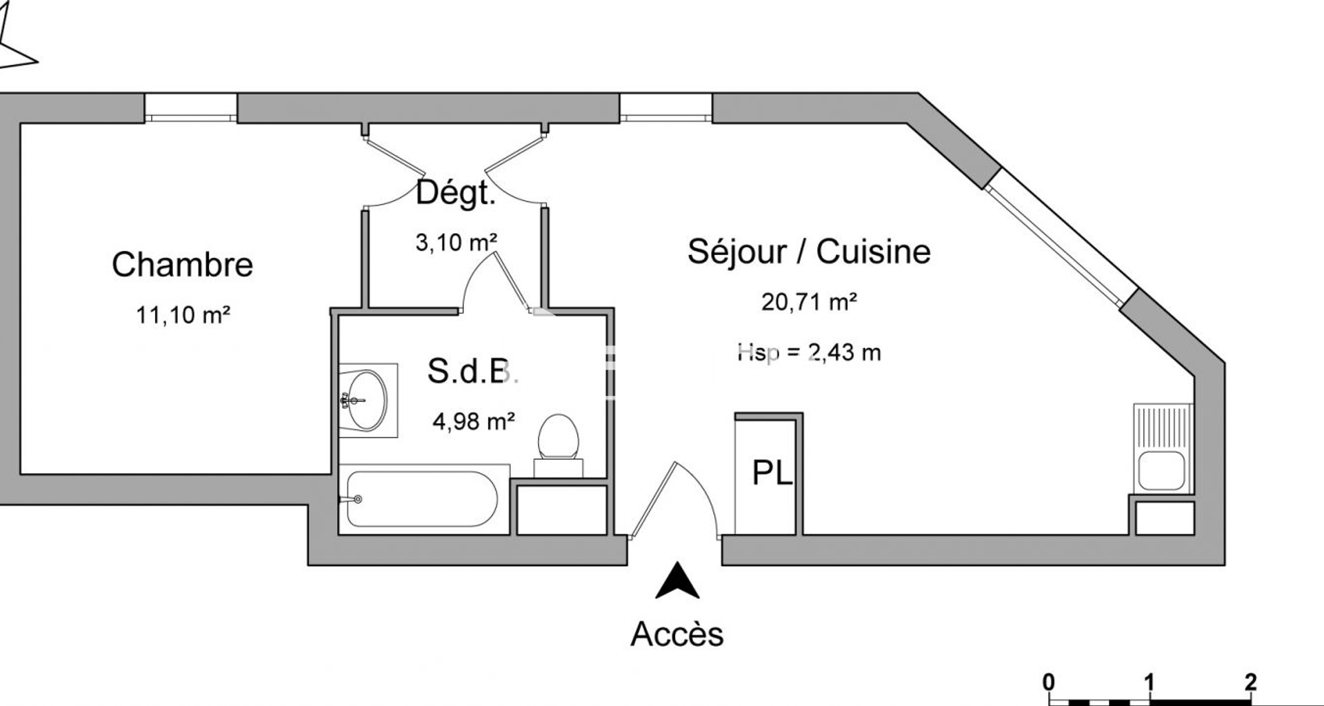 Appartement 2 pièces (39.89 m²) à louer - Francheville (69340)