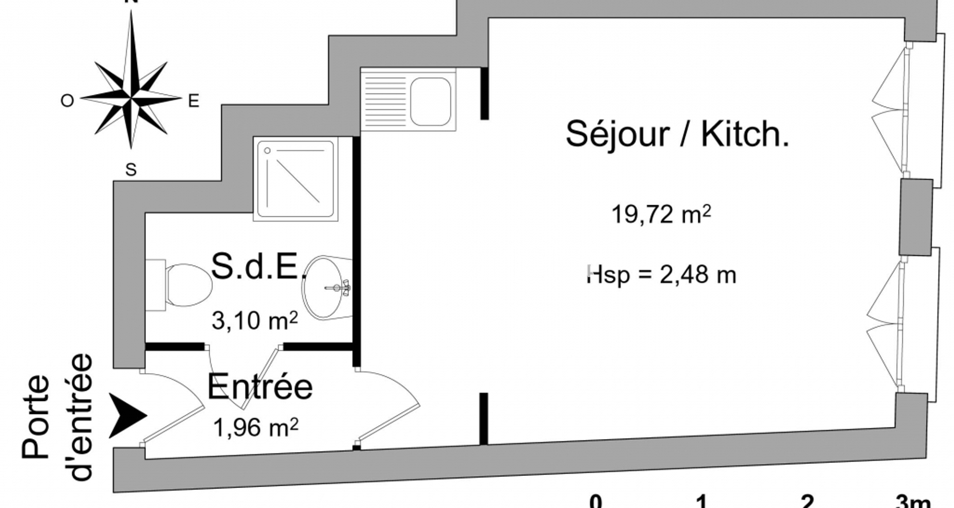 Studio (24.78 m²) à louer - Neuville-sur-saône (69250)