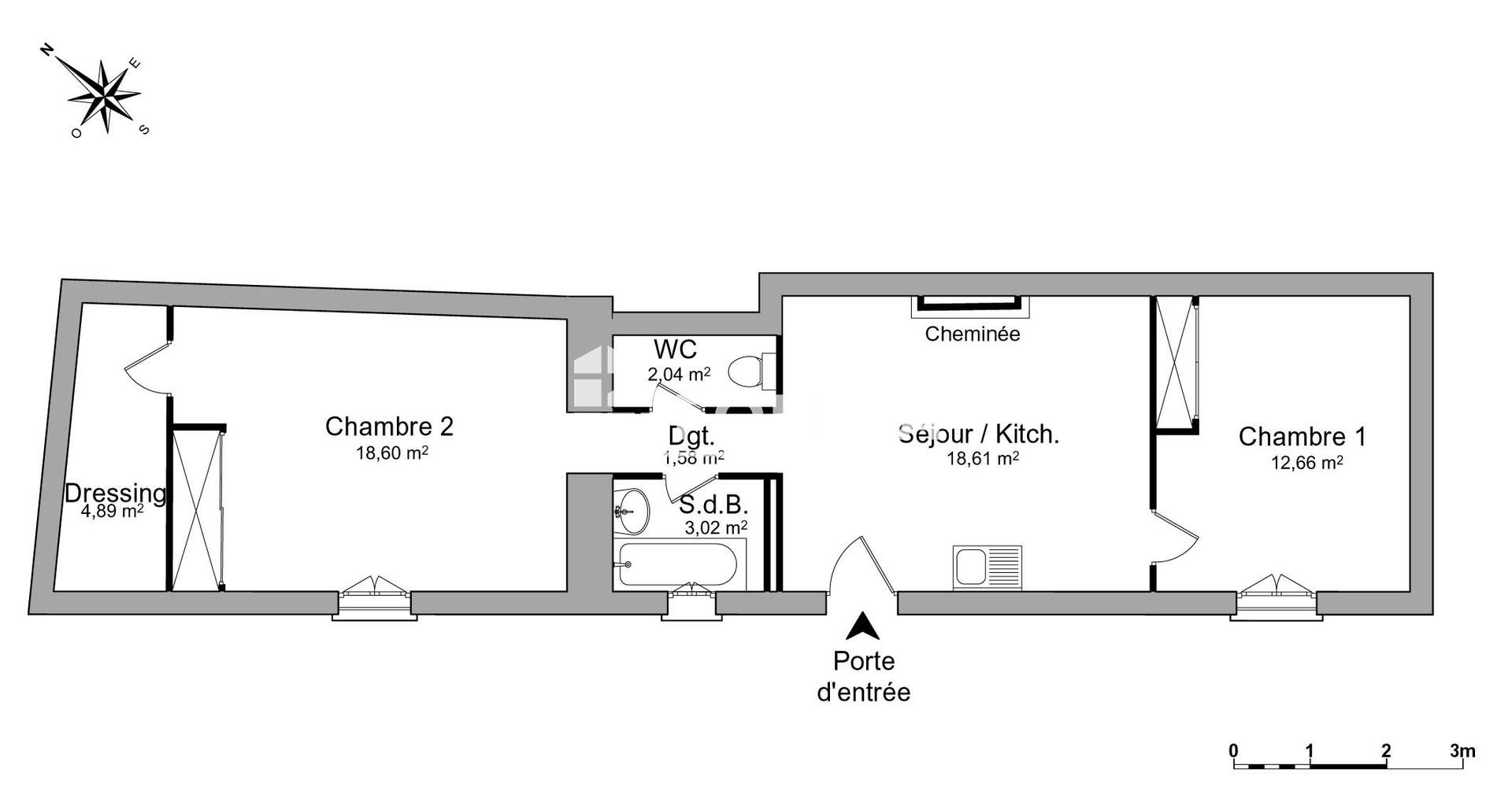Appartement 3 pièces (61.4 m²) à louer - Miribel (01700)