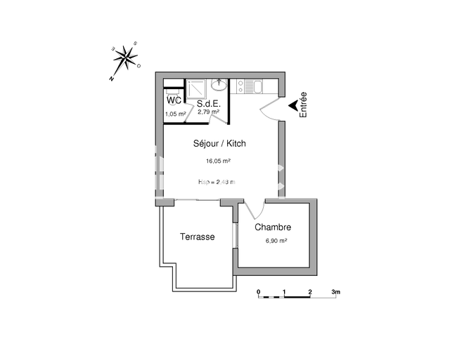 Appartement meublé 2 pièces (26.79 m²) à louer - La Rochelle (17000)