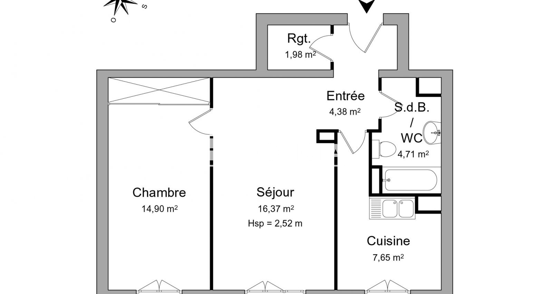 Appartement 2 pièces (49.99 m²) à louer - Bois-d'arcy (78390)
