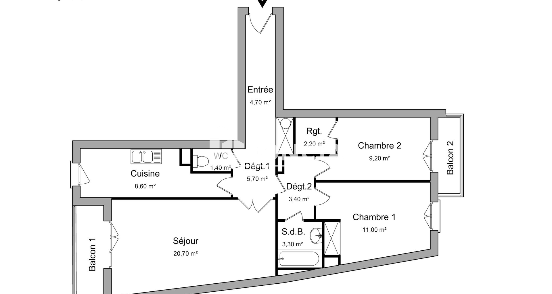 Appartement 3 pièces (70.2 m²) à louer - Poissy (78300)