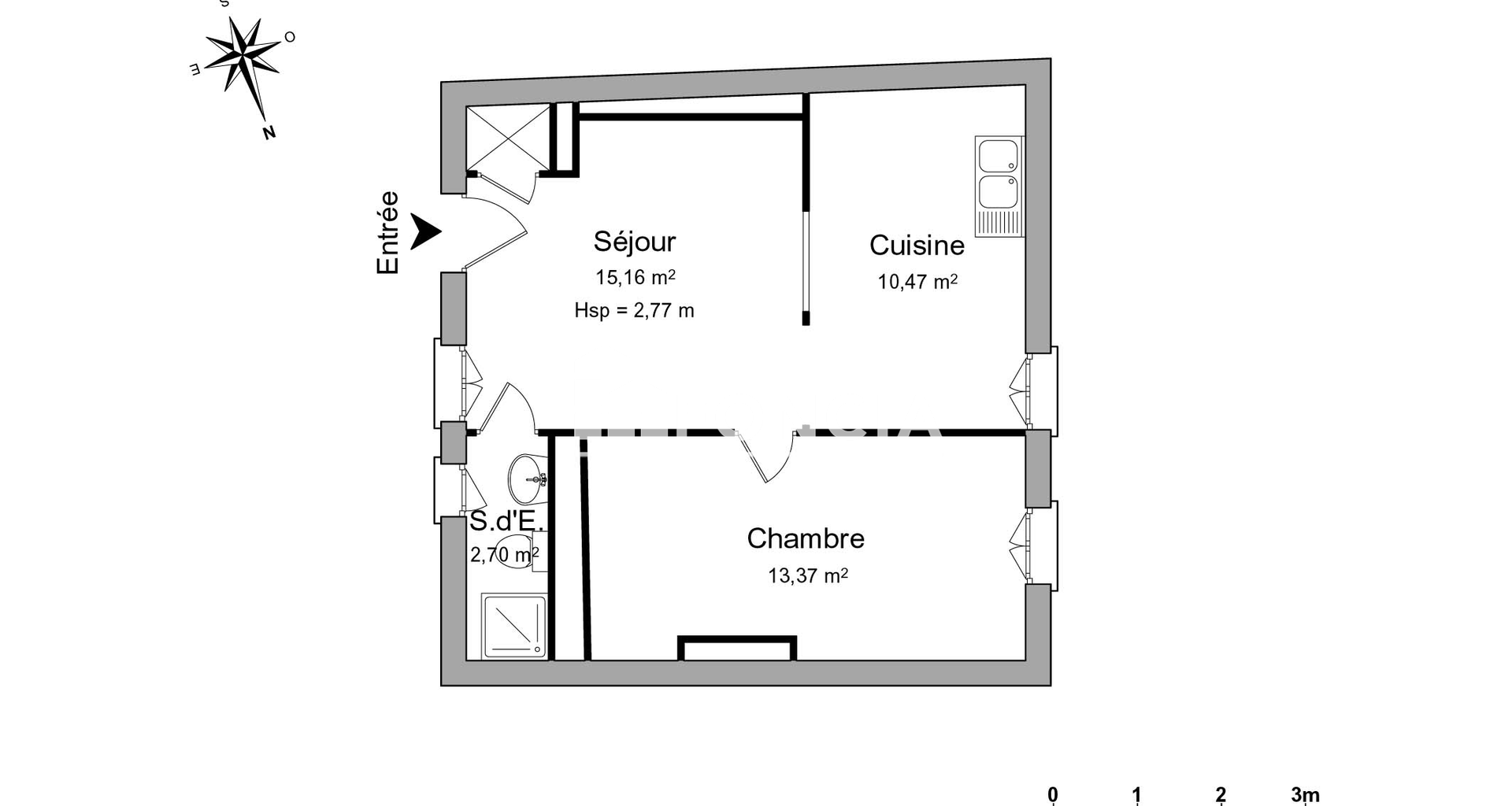 Appartement 2 pièces (41.7 m²) à louer - Neuville-sur-saône (69250)