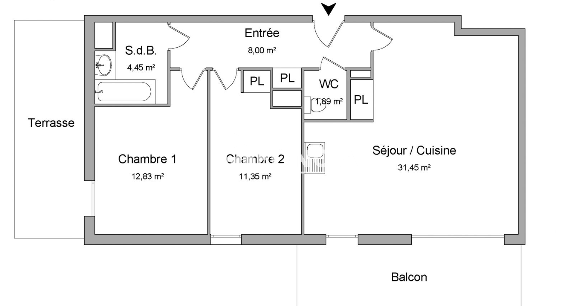 Appartement 3 pièces (69.97 m²) à louer - Villeurbanne (69100)