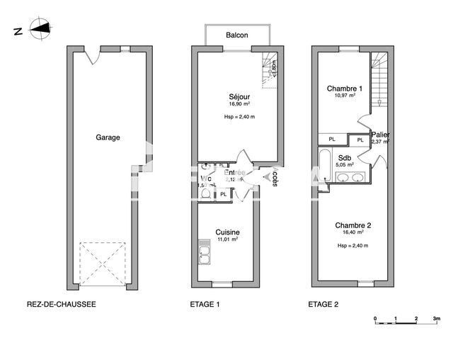Maison 3 pièces (66.32 m²) à louer - Rochefort (17300)