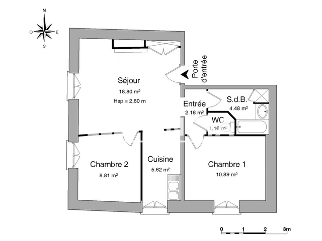 Appartement 3 pièces (51.92 m²) à louer - Neuville S/saone (69250)