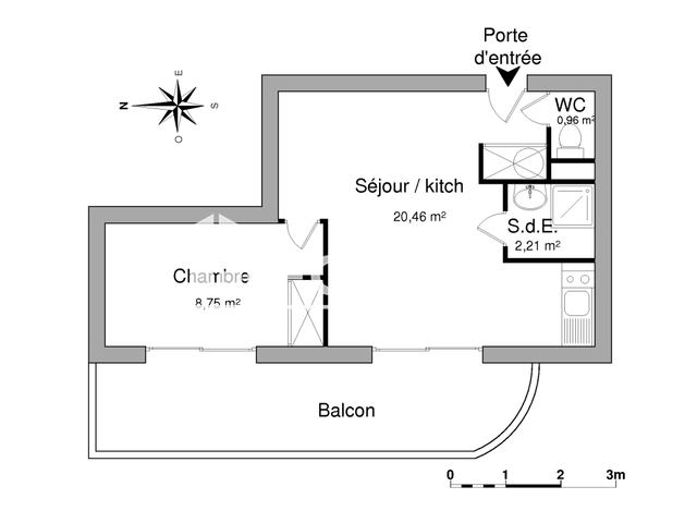 Appartement meublé 2 pièces (32.38 m²) à louer - La Rochelle (17000)