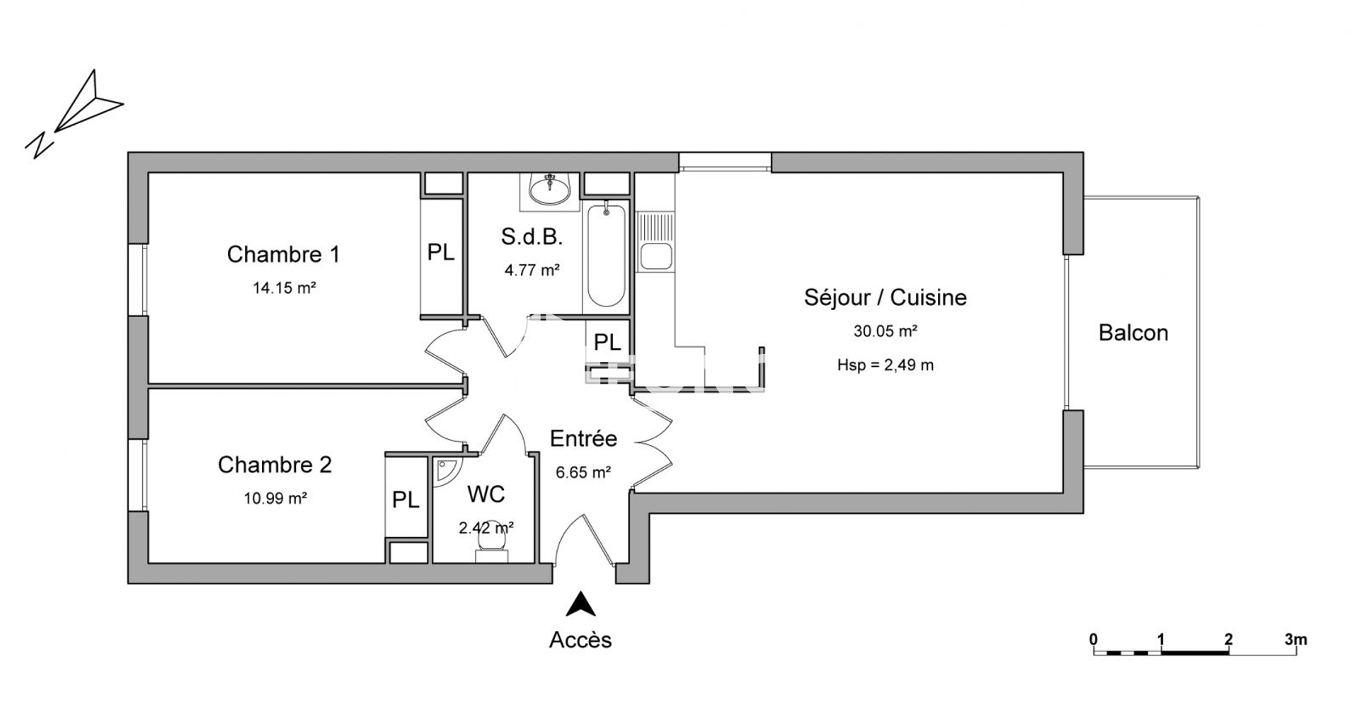 Appartement 3 pièces (69.03 m²) à louer - Les Clayes-sous-bois (78340)