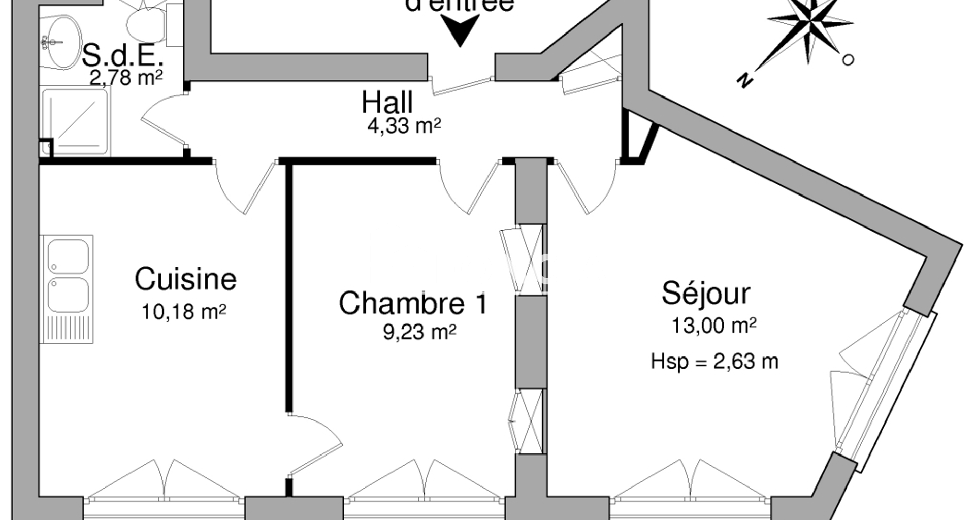 Appartement 2 pièces (39.52 m²) à louer - Paris 13ᵉ (75013)