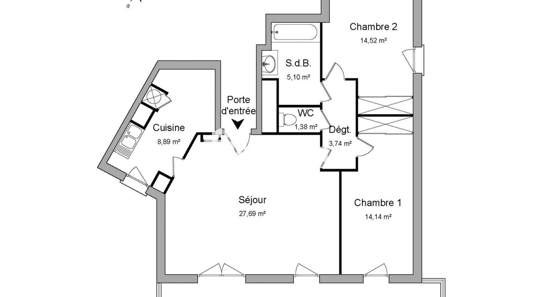 Appartement 3 pièces (75.46 m²) à louer - Décines-charpieu (69150)