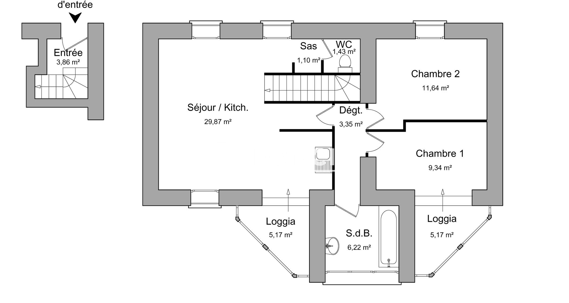 Appartement 3 pièces (66.81 m²) à louer - Saint-trivier-sur-moignans (01990)