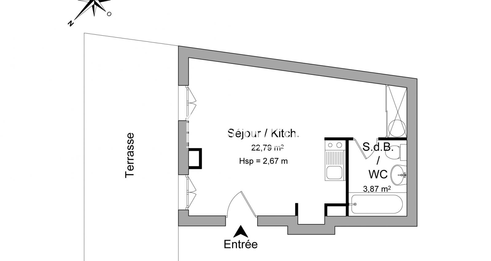 Studio (26.66 m²) à louer - Saint-germain-en-laye (78100)