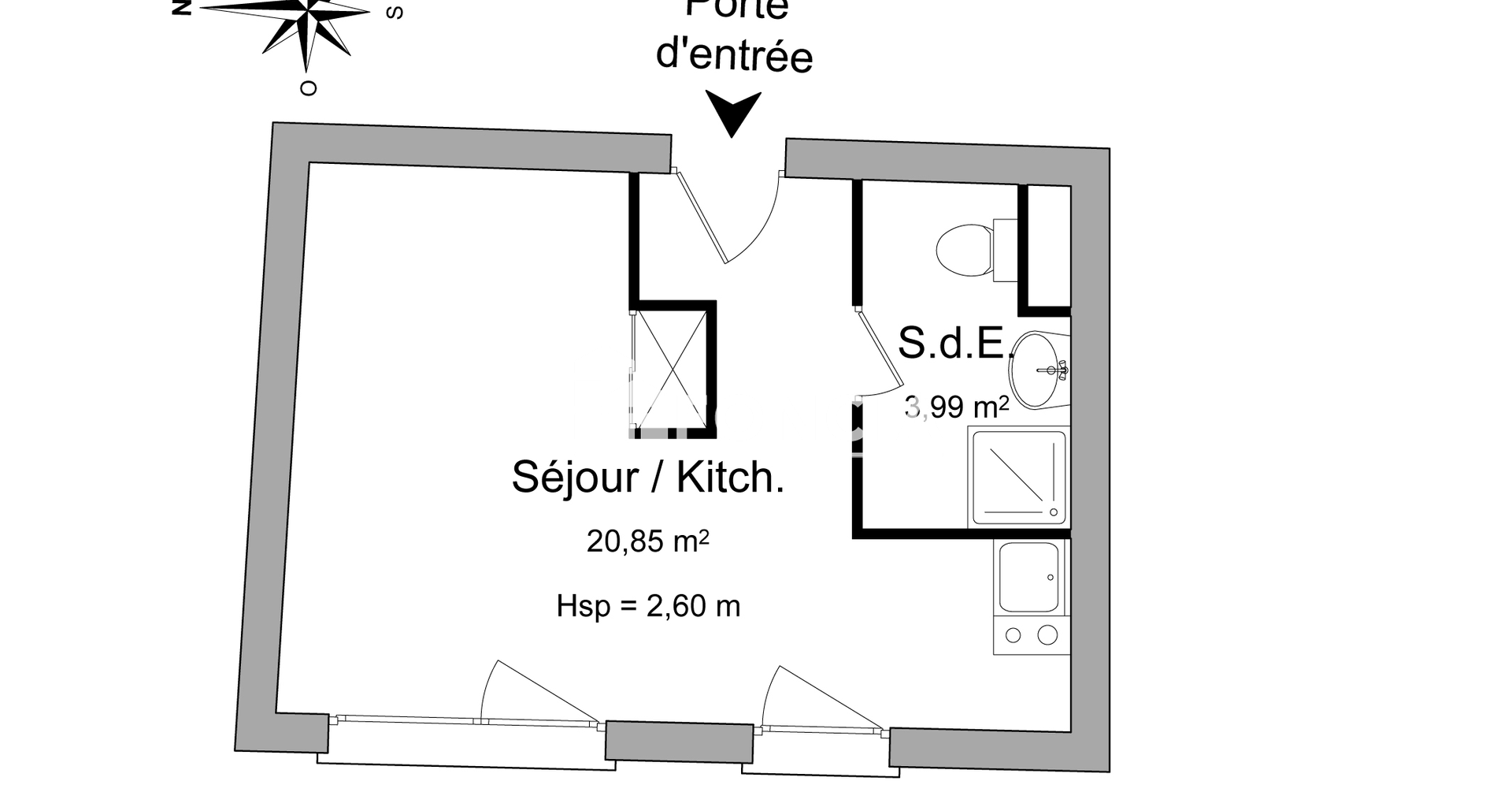 Studio meublé (24.84 m²) à louer - La Rochelle (17000)