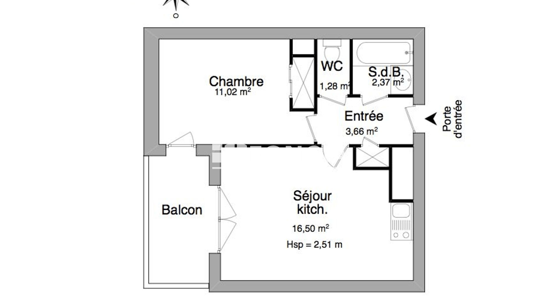 Appartement 2 pièces (34.83 m²) à louer - Villefranche-sur-saône (69400)