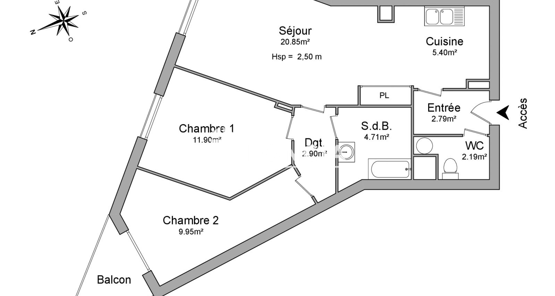 Appartement 3 pièces (60.69 m²) à louer - Chatou (78400)