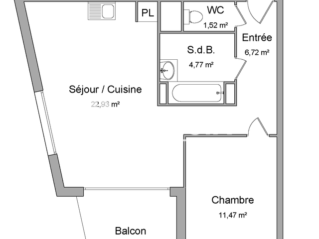 Appartement 2 pièces (47.41 m²) à louer - Lyon 8ᵉ (69008)