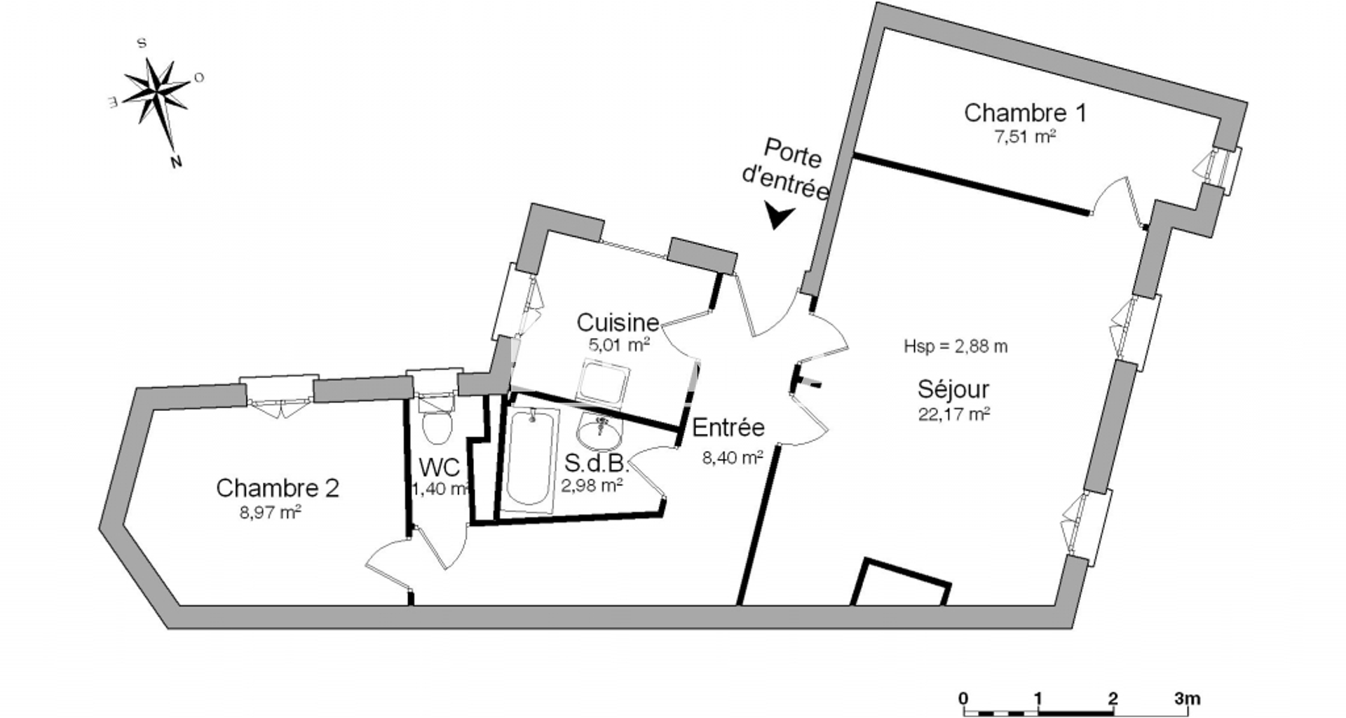 Appartement 3 pièces (56.44 m²) à louer - Saint-germain-en-laye (78100)