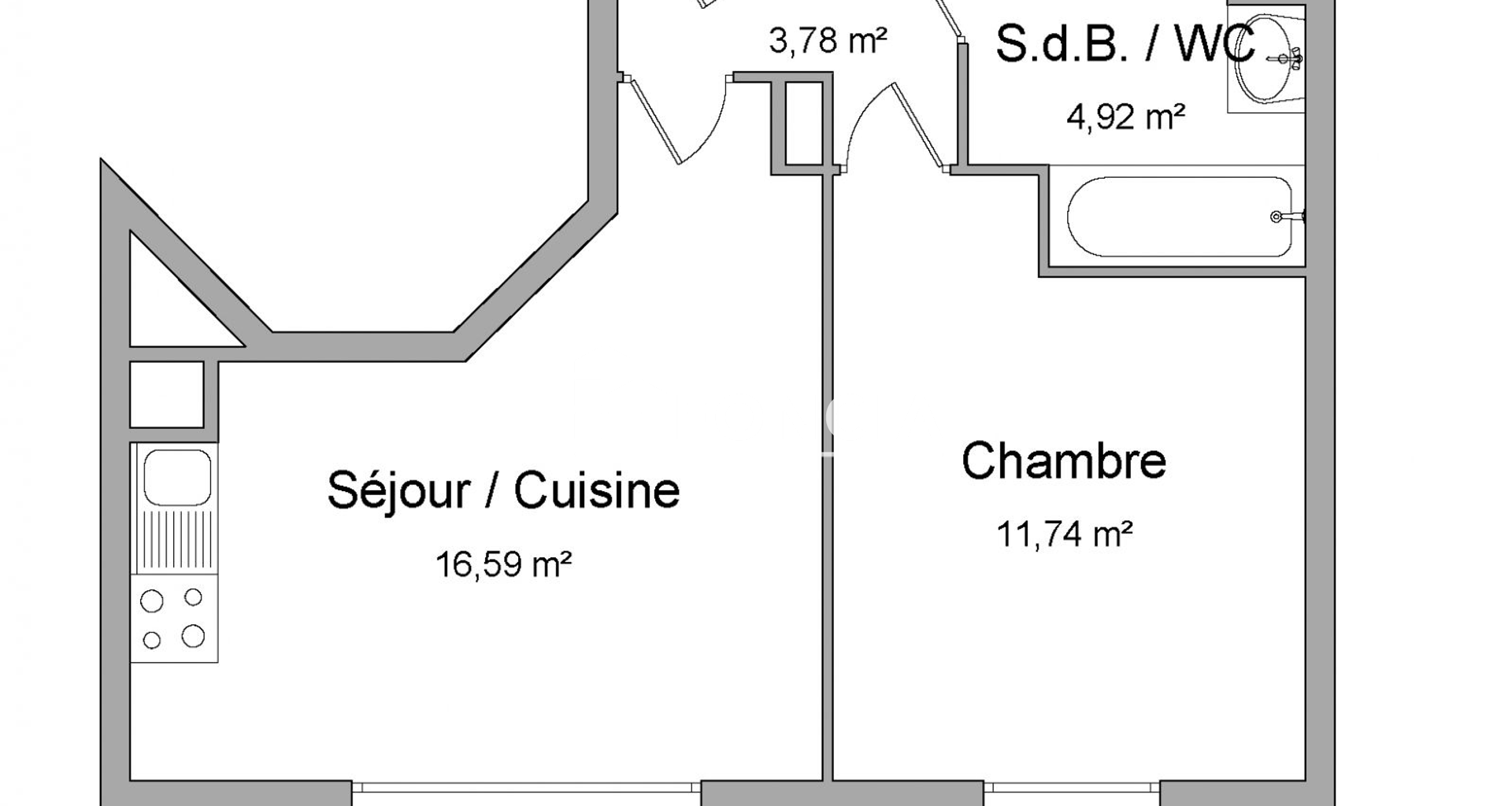 Appartement 2 pièces (37.03 m²) à louer - Chassieu (69680)