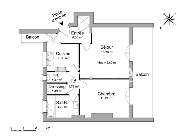 Appartement 2 pièces (46.92 m²) à louer - Poitiers (86000)