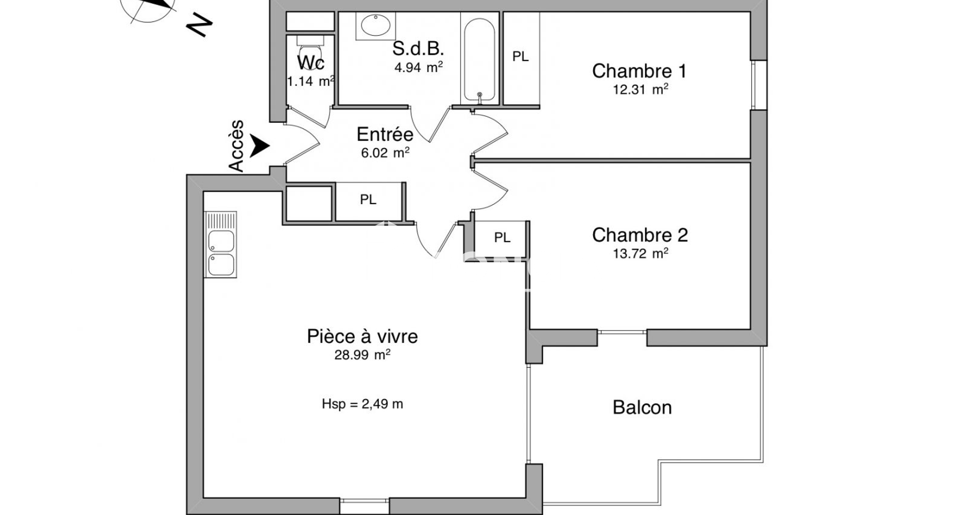 Appartement 3 pièces (66.84 m²) à louer - Oullins (69600)