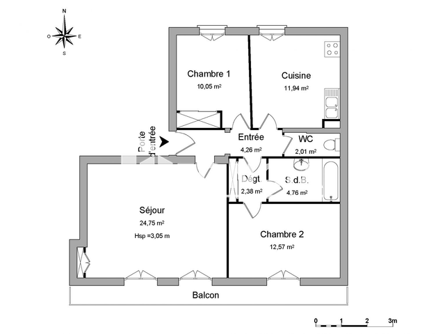 Appartement 3 pièces (72.72 m²) à louer - Limoges (87000)